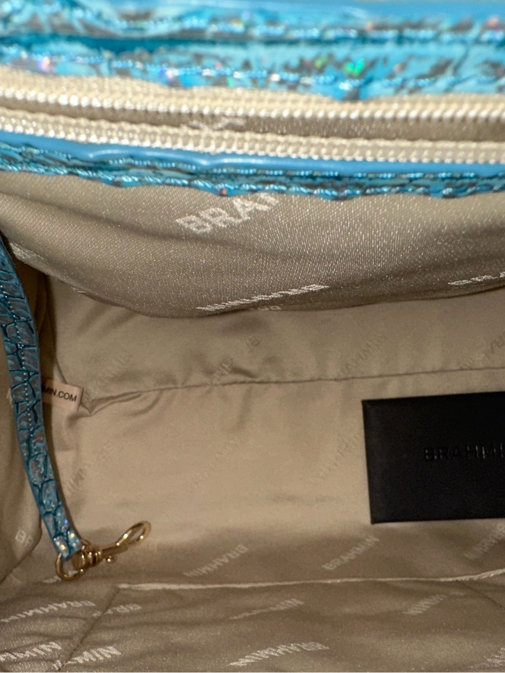 Great Price !!  Brahmin Arctic Blue Large Caroline Satchel. Including charm - Picture 8 of 10